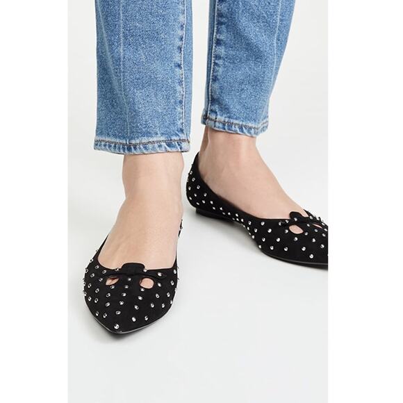 MARC JACOBS The Studded Mouse Signature Suede Ballet Flats Shoes - Picture 3 of 15